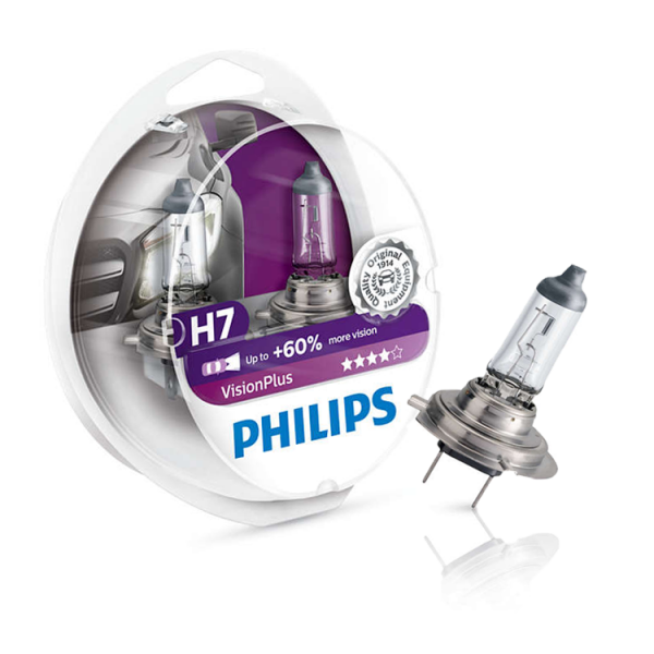 Philips H7 12V 55W Vision Plus +60% Set - 2 Stück